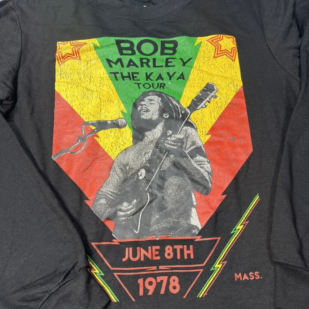 Bob Marley Zion Thermal Men‎ Small Black Fleece Knit Sweater Long Sleeve NEW